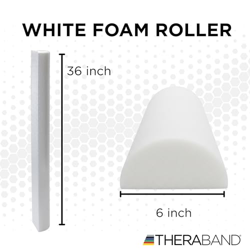 THERABAND Pro Foam Roller, Half Round, 6" x 36", Deep Tissue Massage, White | Half round foam roller with a flat base for stretching, balance work and gentle back support - size: 6" x 36" - Half- Round