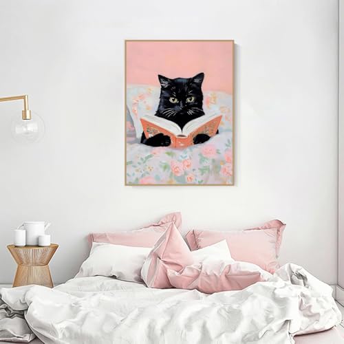 Black Cat Diamond Art Kits for Adults Diamond Painting Kit for Beginner | Bathroom Animal 5D Funny DIY Diamond Dots Full Drill Crafts for Gem Art Dot Art for Adults Home Wall Decor for Teens 12x16 in - color: DP03617