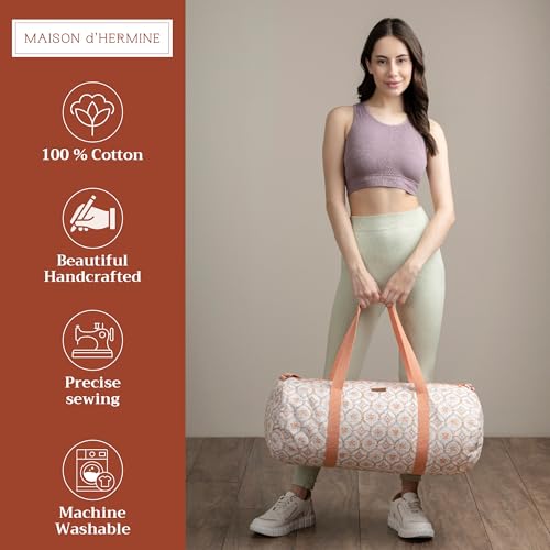 Maison d' Hermine Yoga Mat Duffle Bag Gym Tote Yoga Mat Carry Bag | Cylindrical bag for Woman Men Gifts Adjustable shoulder straps with Drawstring Water Bottle Pocket and zipper pocket - color: Fair Isle, style: Yoga Mat Gym Bag