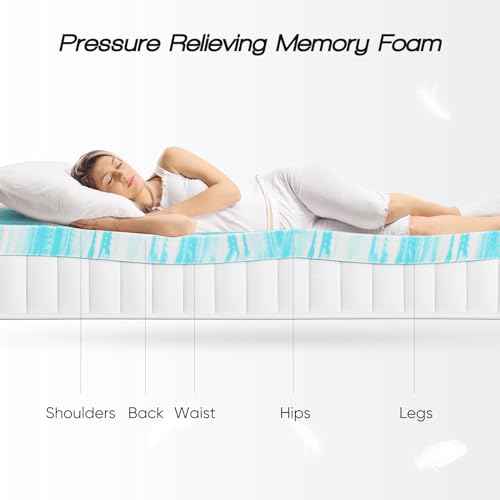 Mattress Topper Twin XL - 3 Inch Memory Foam Cooling Gel Infused Bed Topper for Back Pain, CertiPUR-US Certified - color: Blue, size: Standard