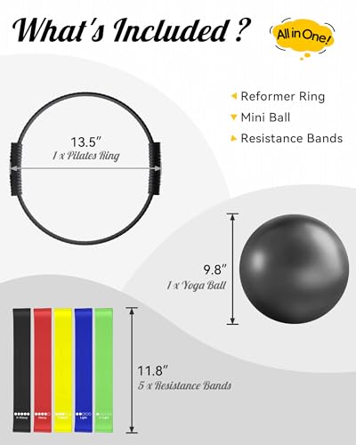 SUBCULTUREPICK Pilates Ring, Silicone Magic Pilates Rings, Lightweight & Durable Flexible Fitness Circle Exercise Equipment for Toning Arms, Thighs,Legs, Core,Yoga & Physical Therapy - color: Black-Kit