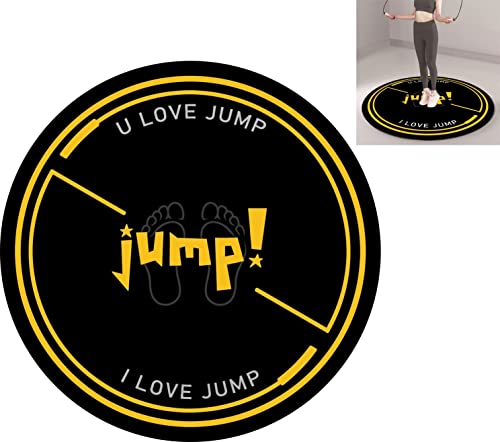 Nisorpa Jump Rope Mat 49'' Round Non-Slip Pad 1/4'' Thick Durable Workout Shock Absorbing for Skipping, Cardio, Cross Exercise, Gym - Black and Yellow