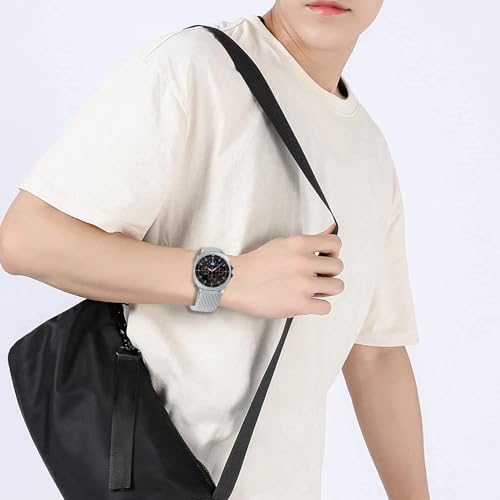 Nylon Braided band Compatible with Samsung Galaxy Watch 8 40mm 44mm, Elastic Band for Galaxy Watch 8 Classic 46mm - color: White Pearl