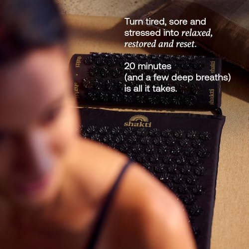 ShaktiMat Acupressure Pillow, Back, Neck & Shoulder Relief, Level 1 Black | Relaxation, Massage Muscles, Aid Sleep, Unlock Inner Tension, Similar to Acupuncture, Made with Organic Cotton & ABS spikes - color: Black, size: Level 1