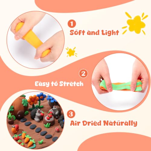 VioraWhite 72 Pcs 38oz Air Dry Clay Bulk Modeling Clay,Forest Colors | Ultra Lightweight Foam Modeling Clay for Kids Adults, DIY Gifts Party Arts Crafts, School Project Supplies - color: Forest Colors