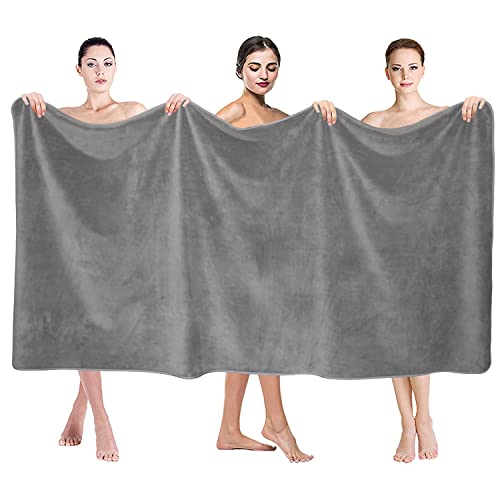 JML Extra Large Bath Sheet Towels Set of 2, 40"x80", Grey | Hanging Loop, Super Soft, Absorbent, Lint Free, Fade Resistant for Salon SPA Sauna - color: Grey, size: 40 in x 80 in