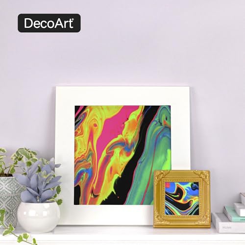DecoArt Fluid Art Ready-to-Pour Paint Set – Neon Blast Colors, Set of 6 (4 fl oz Bottles) – Neon Acrylic Pouring Paints for Canvas, Wood & Fluid Art DIY Projects - color: Multi- Neon Blast