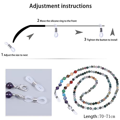 TUMBEELLUWA Reiki 7 Chakra Stone Beads Eyeglasses Chain for Women Men - color: Colourful