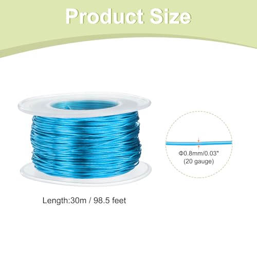 HARFINGTON 20 Gauge Aluminum Craft Wire 0.8mm 98.5ft Flexible Bendable Anodized Metal Jewelry Sculpting Wire for Jewelry Making Modelling Craft DIY, Bright Blue - color: Bright Blue, size: 30M x 0.8mm