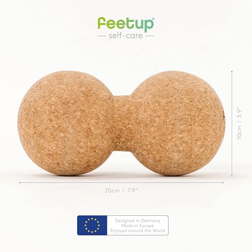 FeetUp – Peanut Massage Ball, Double Massage Ball for Neck, Back, and Legs; Ideal for Muscle Massage, Trigger Points, Yoga Therapy; Pure Cork Balls for Deep Massage