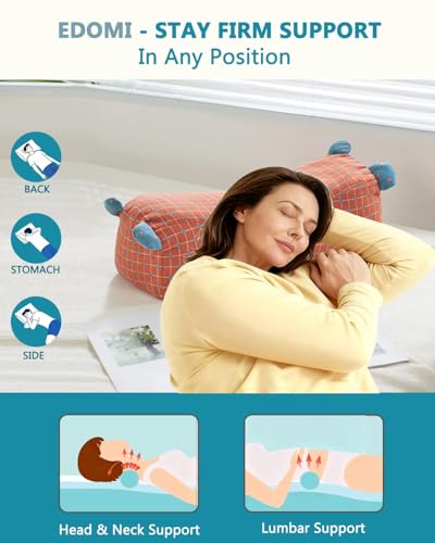 Adjustable Buckwheat Cervical Roll Pillow,16.5"x6.3" Firm Cylinder Bolster for Neck Lumbar Support, Pain Relief for Yoga Sleeping Recliner Use with Dot Plaid Pillowcase,Red - color: Red