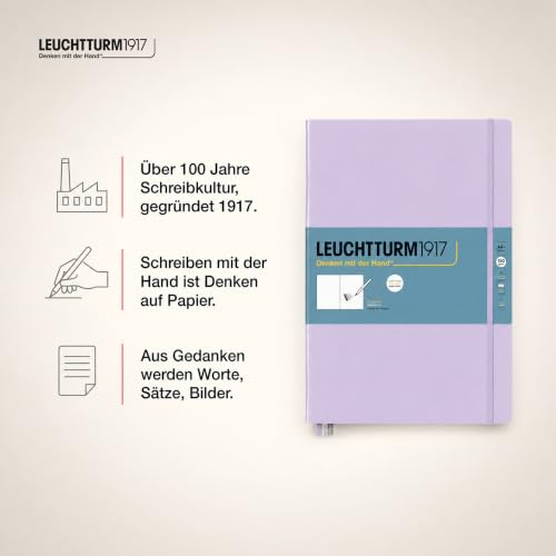 Leuchtturm1917 - Master A4 Hardcover Sketchbook (Lilac) - 112 Pages of 150g/m² Paper | 112 pages, thread binding, acid-free, folding case, lilac, drawing card, developed in Germany - color: Lilac, size: Master (A4+)
