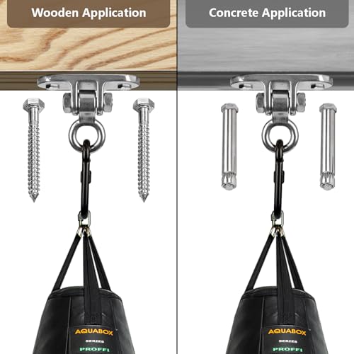 2-Pack Stainless Steel Heavy Duty 180Β° Swing Hanger Kit - Ceiling Mount with Hook for Porch Swing, Hammock Chair, Yoga Swing, Punching Bag, 1000 LB Capacity, Rust-Resistant Hardware Included - size: 2 holes-2Pack