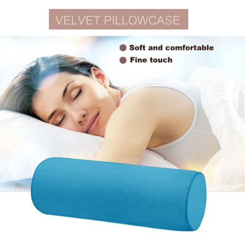 Memory Foam 16X6 Neck Pillow for Sleeping, Neck Pain Relief, Side Back Stomach Sleeper, Car or Office Chair Sofa,Support Pillow for Posture & Comfortable Spine Position (Lake Blue) - color: Lake Blue, size: 16X6