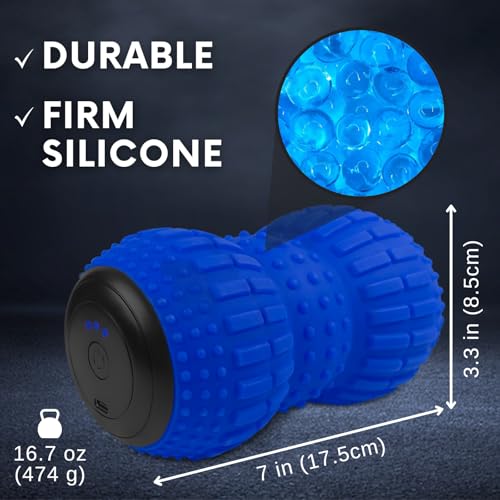 ZeenKind Vibrating Peanut Massage Ball for Plantar Fasciitis, Muscle Pain Relief with 4 Speed, Deep Tissue Therapy for Myofascial Release & Muscle Recovery, Neck Back Foot Roller Massager | Portable Foot Roller Massager for Deep Tissue Therapy Muscle Pain