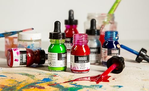 Liquitex Professional Acrylic Ink, 1-oz (30ml), Pouring Technique, Deep Colors, Set of 4 | Ultra Fluid Acrylic, Highly Pigmented, Dye-Free, Non-Fading, Satin Finish, Permanent When Dry, Lightfast - color: Pouring Set - Deep Colors