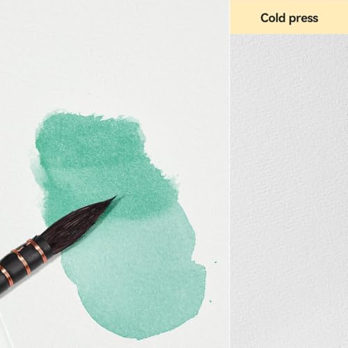 LIGHTWISH Watercolor Pad - A5 20 Sheets 100% Cotton 300GSM Cold Press Paper | Detachable with Backing Board | All-in-One Travel Watercolor Journal with Brush Holders & Storage Pockets - color: Brownish yellow