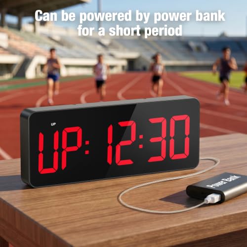 Gym Timer Clock, 12" LED Exercise Timer for Workout Intervals - color: Red