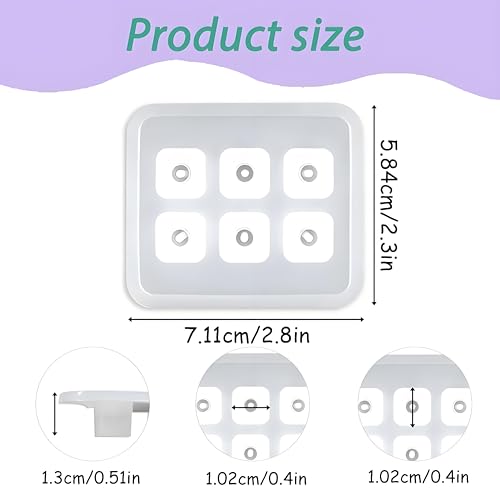 Jewelry Silicone Molds for Epoxy, 6-Cavity Diamond Shape, 2.3 X 2.8 Inches for Polymer Clay Soap Making Cabochon Gemstone DIY Crafting Projects Set of 2 - color: Jewelry Silicone Molds ZH379