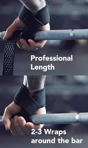 Fitgriff® Lifting Wrist Straps for Weightlifting, Gym, Deadlift, Workout (Made of Premium Cotton & Padded) - Men & Women - color: Black (Grip), size: Standard (above 6.3' Wrist)