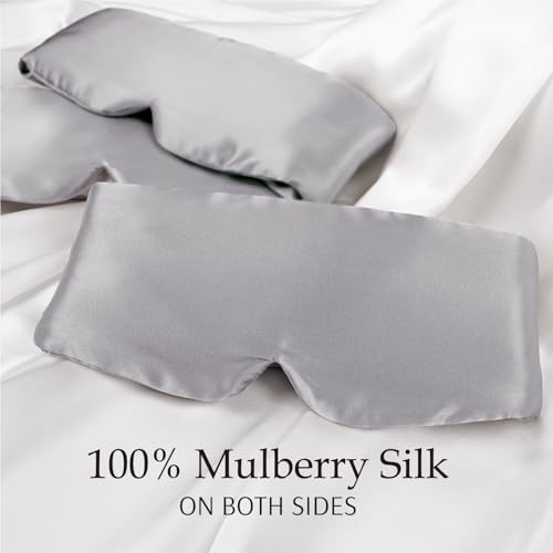 Zenssia 100% Mulberry Silk Sleep Mask Eye Mask for Men & Women, Silvergrey - color: Silvergrey