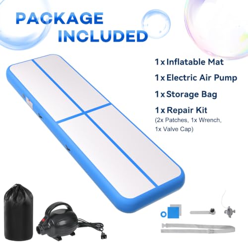 Inflatable Air Gymnastics Tumbling Mat 6ft 10ft 13ft 16ft 20ft - color: Blue, size: 10ft*3.3ft*4in(3*1*0.1m)