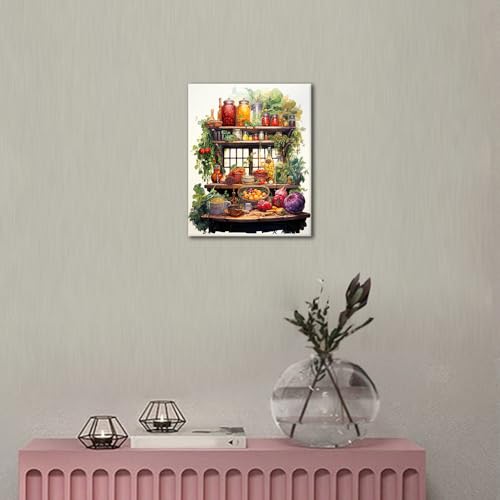 TUMOVO Vegetables Paint by Numbers Kit for Adults Beginners, Colorful Fruit in a Glass Jar DIY Acrylic Paint by Number Kits on Canvas, Oil Painting for Gift Home Wall Decor 16"x20"(Frameless) - color: Vegetable