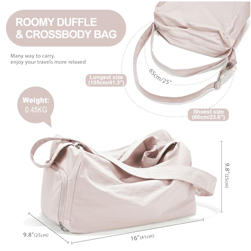 Small Gym Bag with Shoe Compartment, Workout Sport Duffle Bag for Women Travel, Waterproof Shoulder Overnight Bags Lightweight Carry on Tote Bags for Swim, Yoga, Dance - color: A-Pink, size: Small