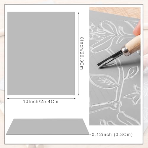 4 Pack Linoleum Blocks for Printmaking, 8 X 10 Inch Rubber Sheets | Soft Rubber, Easy To Carve, For Stamps, Cards, Prints, Beginners And Artists - size: 8 x 10 Inch