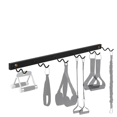 LAT Pulldown Storage,LAT Bar Organizer,LAT Pulldown Attachments.Attachment Storage Rack for Mag Grip - Home Gym Fitness Heavy Duty A-Frame Stand and Gym Wall Storage.(Pay attention to the spacing between hooks when hanging items) - color: Black-TH
