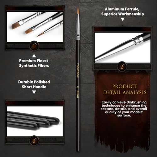 Miniature Model Paint Brushes Drybrush Set 18pcs for Effect, Fine Tip Model Painting - Professional Dry Brush Detail Paint Brushes for Miniature Acrylic, Watercolor, Oil Painting - size: 18pcs