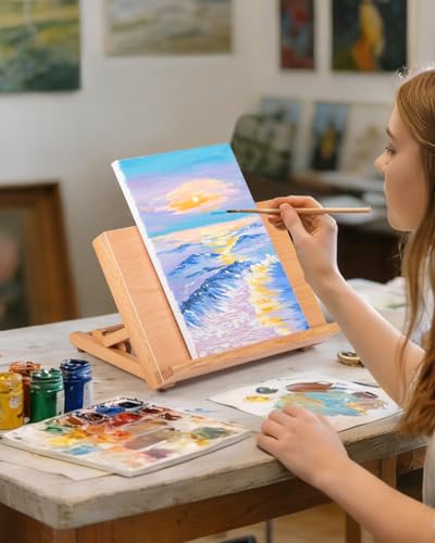 Table Easel for Painting, Adjustable Angle Art Easels Wood Table Easel Drawing and Sketching Board, 11 4/5 Inches by 8 2/3 Inches - size: Small
