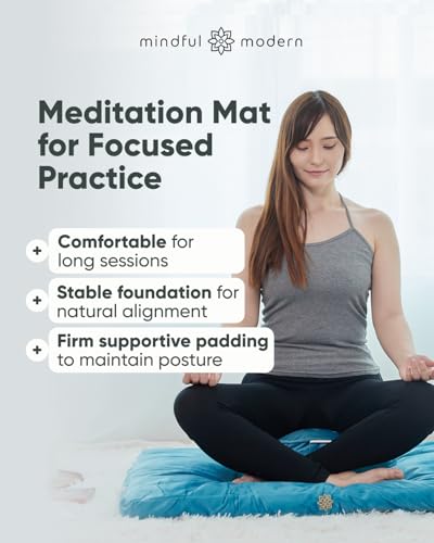 Mindful & Modern Zabuton Meditation Mat - Cotton Filled Yoga and Meditation Pad - Zabuton Meditation Cushion for Kneeling and Sitting Support - Large Rectangular Sitting Floor Pillow for Bench or Zafu - color: Velvet - Teal