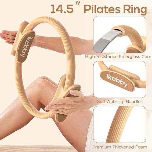 Pilates Kit, Home Pilates Kit with Weights, Pilates Equipment for Home Workout, Pilates Essentials Kit for Women, Yoga Pilates Mat Kit for Beginners, Pilates Set - color: Khaki