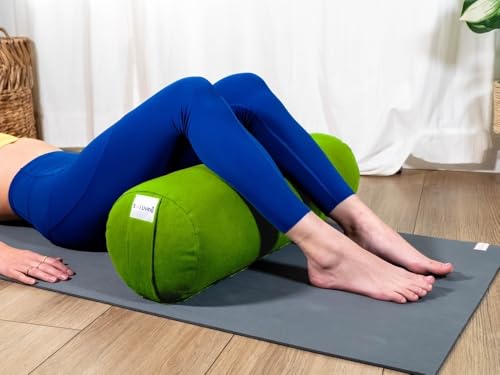 Pranayama Yoga Bolster Meditation Pillow - color: Green, size: Cylindrical 26" x 8"