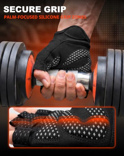 VINSGUIR Workout Gloves for Women and Men, Breathable & Padded Gym Gloves - color: Full Black, size: X-Large