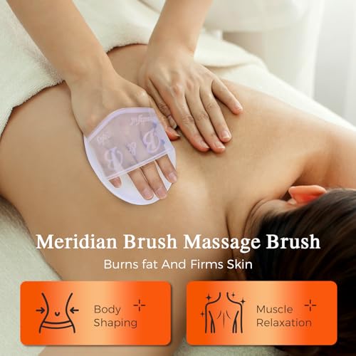 2 Pcs Meridian Brush, Wood Therapy Massage Tools with Essential Oil | Handheld Meridian Massage Brush for Belly Fat Cellulite Massage Tool for Legs Arms Back TPU Office Workers Stress Relieve - color: White