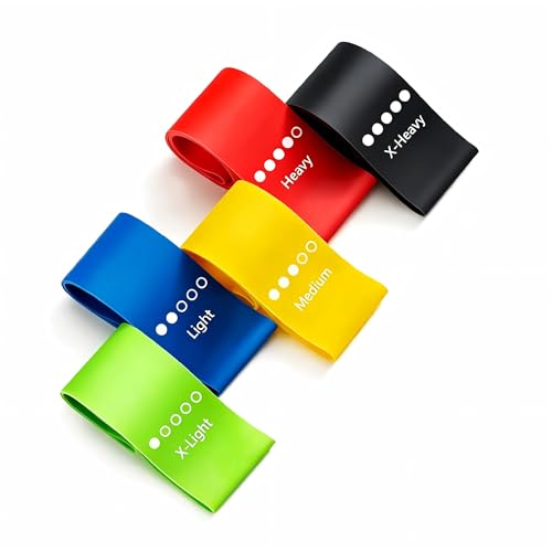 Resistance Bands Set 5-Pack, Exercise Workout Bands for Women & Men with 5 Resistance Levels, Elastic Fitness Bands for Home Gym, Yoga, Pilates, Stretching, Strength Training & Physical Therapy