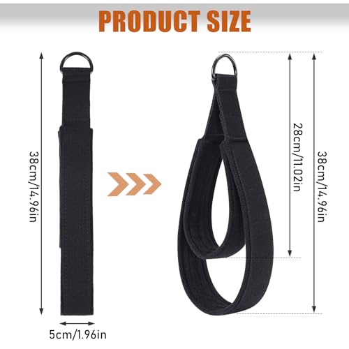 TOBWOLF 2PCS Pilates Straps for Reformer, Double Loop D Ring Foot Hand | Non Slip Padded Grip | Sweat-Resistant Comfort for Pilates | Exercise Straps for Yoga & Home Gym Workouts - color: Black