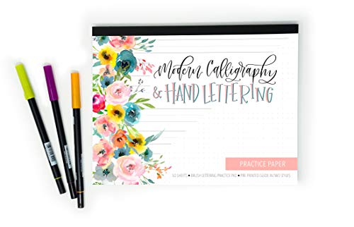 Calligraphy Paper, Hand Lettering and Modern Calligraphy Notepad: A Brush Lettering Practice Pad With 50 Removable Sheets and Pre Printed Guide in Two Styles