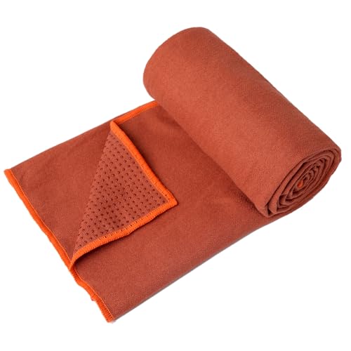 Eunzel Hot Yoga Towel - Microfiber Non Slip Yoga Mat Towel with Grip Dot Sweat Absorbent Towel for Hot Yoga, Pilates and Fitness 72" x 24", Sedona Red/Orange - color: Sedona Red/Orange