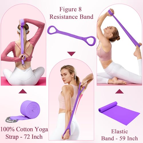 Pilates Ring and Small Ball Set for Women with 5 Resistance Bands, 14 inch Magic Circle Home Workout Essentials Starter Kit for Beginners, Yoga Sets for Full Body Toning Shape