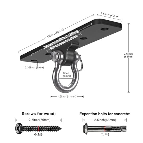 Dolibest Wall Mount Bracket, Ceiling Anchor for Home Suspension Training Kit, Suspension Straps, Gymnastic Rings, Yoga Swing & Hammock, Body Weight Strength Training Systems&Boxing Equipment (2Pcs) - color: 4 Holes Ceiling Anchor- 2 Pack