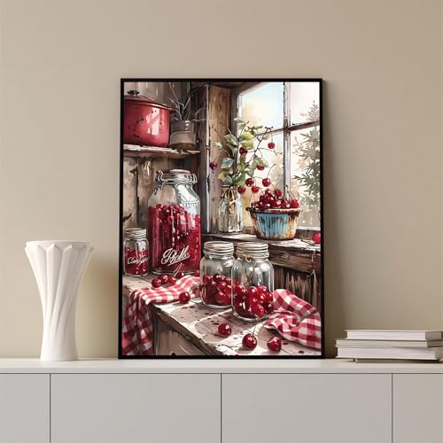 Fruit Diamond Art Kits for Adults, Cherry 5D Diamond Painting Kits for Adults, DIY Gem Painting, Dimond Art Paintings Kit, Crafts for Adults, Full Drill Diamond Dot for Home Wall Decor 12 X 16 Inch - color: CM084