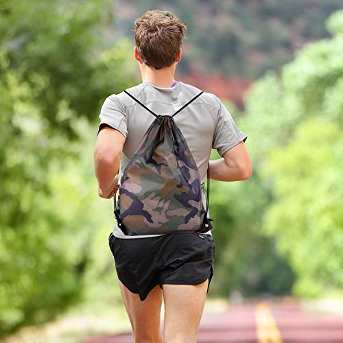 KUUQA 12 Pack Camouflage Drawstring Backpack Bulk String Backpack - color: Camouflage