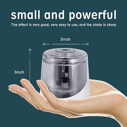 Electric Pencil Sharpener, Battery (Not lncluded) or USB Powered Small Portable for NO.2 Pencils, Automatic for Home and Office White - color: White