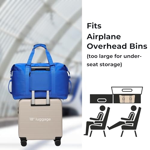 SUNNY BIRD Duffel with Utility Pouch, 40L Weekender Overnight Bag with Shoe Compartment for Travel and Sports (Blue) - color: Blue