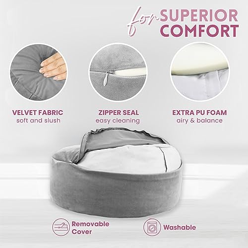 Yes4All Meditation Cushion, Floor Pillow Foam Zafu Buckwheat, Mandala Pattern Yoga Meditation Bolster Pillows, Floor Cushions - color: C. Ash Gray