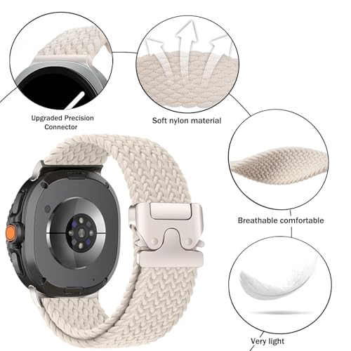 Nylon Braided band Compatible with Samsung Galaxy Watch 8 40mm 44mm, Elastic Band for Galaxy Watch 8 Classic 46mm - color: Starlight
