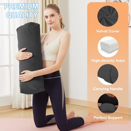 Rectangular Yoga Bolster Pillow for Restorative Yoga - color: Black